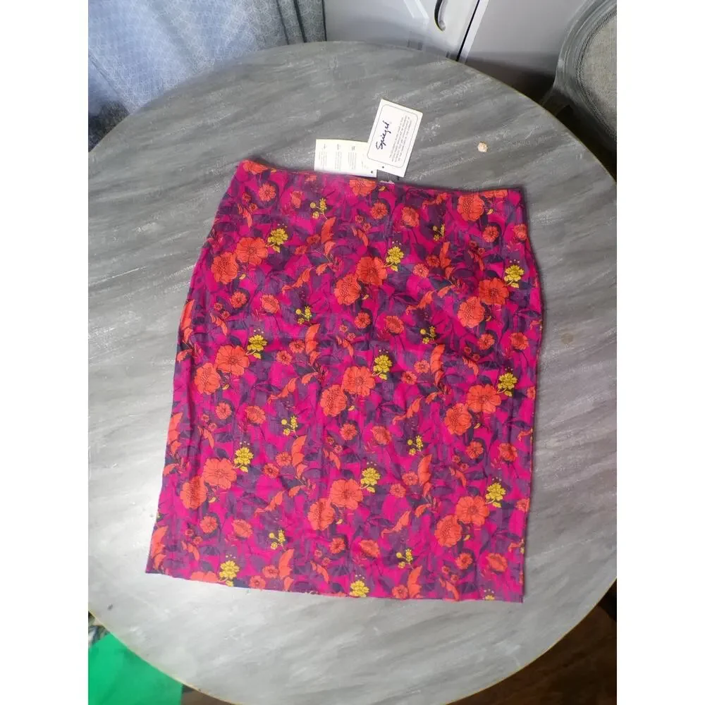 Vtg‎ Spiegel 4U Nwt Floral Linen Skirt 12 x 22